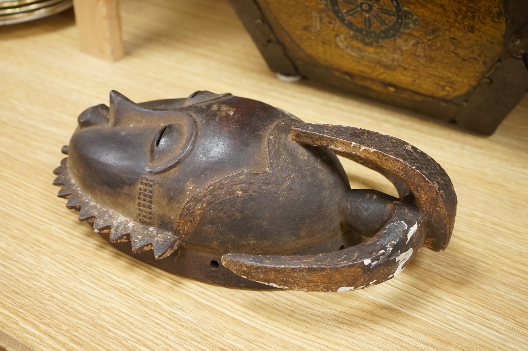 A Yaure carved African mask, from the Ivory Coast, 32cm high
